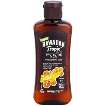 Hawaiian Tropic Protective voděodolný ochranný suchý olej na opalování Coconut & Guava SPF15 100 ml