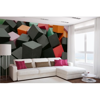 DIMEX ART s. r. o Самозалепваща се флизелинова фототапета цветни кубчета 375 x 250 см
