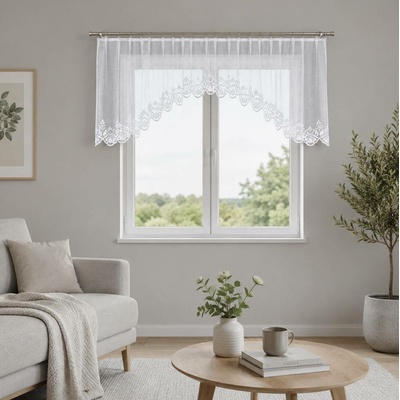Dekorační oblouková krátká záclona na žabky ZANETA 80 bílá 300x80 cm MyBestHome