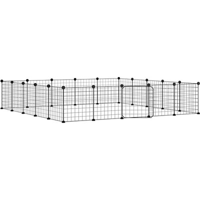 Shumee 3114019 Ohrádka s dvířky 20 panelů černá 35 x 35 cm ocel