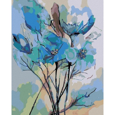 Zuty malování podle čísel Abstrakce modrých květin 40 x 50 cm bez rámu a bez vypnutí plátna