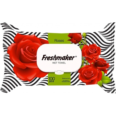 Freshmaker vlhčené utierky Rose uzatvárateľné s klipom 100 ks