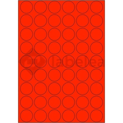 Labelea Samolepiace etikety kruh 30x30 mm signálne farebné papierové, na hárku A4, pre laserovú tlač, Farba etikiet Signálna červená, Počet hárkov v balení 100 EPY999030SR054S