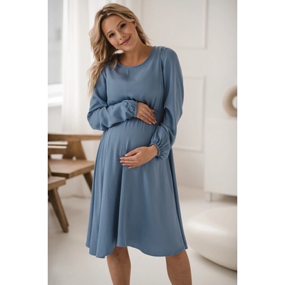 Těhotenské kojící šaty dl.rukáv Lovely Midi Dress Blue