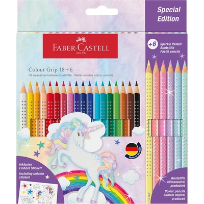 Faber-Castell Цветни моливи Grip 2001, 18 стандартни и 6 блестящи цвята (1015120696)