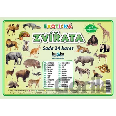 Sada 24 karte Zvířata exotická