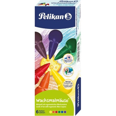 Pelikan Voskové pastelky Myška 6 ks v krabičke