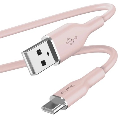 Puro PUUSBCICONROSE USB-C/USB-A, 60 W, Soft, 1,5m, růžový