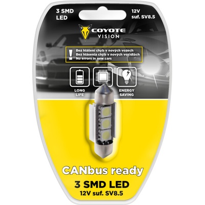 Coyote Vision Žárovka 12V LED 3 SMD suf SV8 5 CAN BUS ready bílá