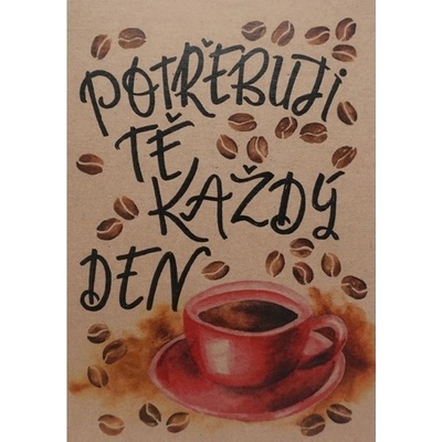 Přáníčko BeBechy - A6 - recyklovaný papír - Káva