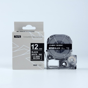 Compatible Epson LTS12KW, 12mm x 5m, черен печат / бял фон, съвместима лента (LTS12KW)