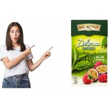 Big-Active Zelený čaj s malinami a marakujou 20 vrecúšok