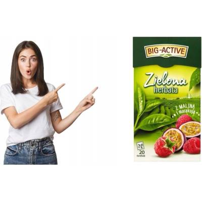 Big-Active Zelený čaj s malinami a marakujou 20 vrecúšok