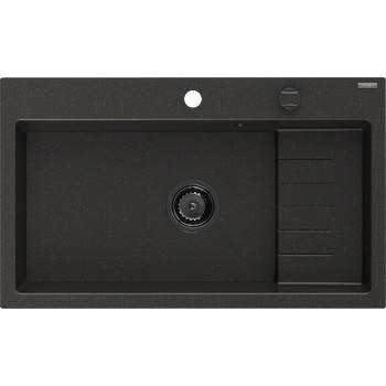 Image 1 of Mexen Omar гранитна мивка с 1 отделение 800 x 480 мм, черен/златен металик, черен сифон - 6520801005-75-B (6520801005-75-B)