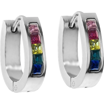 BRUNOshop.cz Oválné náušnice kroužky s kamínky barevné S4237