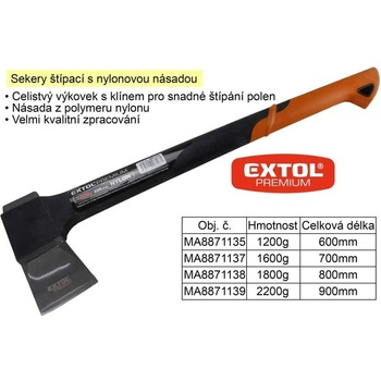 EXTOL PREMIUM štípací, nylonová násada, 1600g, násada 700mm, nylon