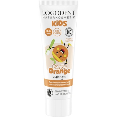 LOGONA Zubná gélová pasta pre deti Funny Orange 75 ml