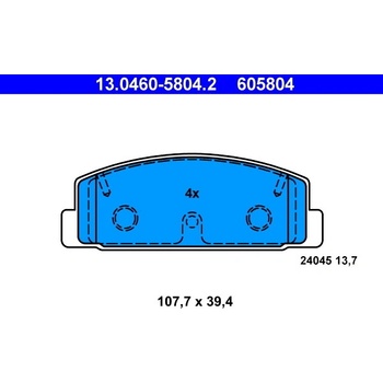 Sada brzdových platničiek kotúčovej brzdy ATE 13.0460-5804.2