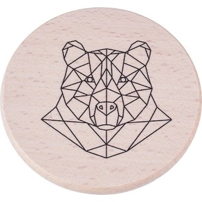 ČistéDřevo Dřevěný podtácek Geometrický medvěd 9cm
