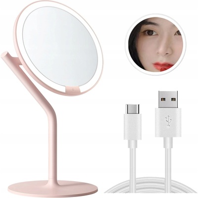 Zrcadlo zrcadlo na líčení Amiro růžové s LED osvětlením 5x