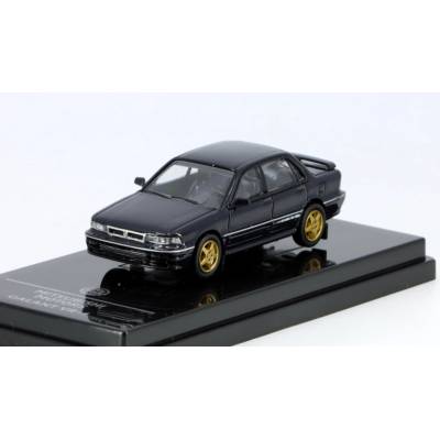 PARAGON Mitsubishi Galant VR-4 1988 tmavě modrá + zlatá kola RHD Pravostranné Řízení 1:64