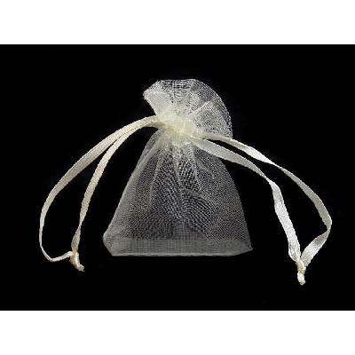 Dárkový pytlík 4,5x7 cm organza - krémová nejsvět. (10 ks)