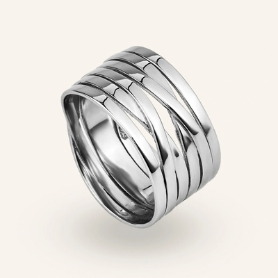 SilveAmo Stylový stříbrný prsten Twisted K2.458