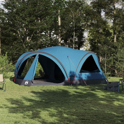 vidaXL Семейна палатка за 10 души Синьо и сиво 460 x 430 x 214 см (42004081)