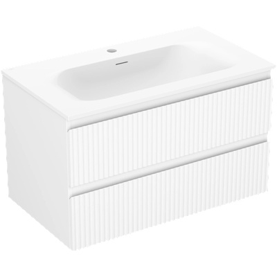 Mexen Rivel шкаф за баня 80 см с мивка Vela, 2 чекмеджета, оребрен, бял мат - 91A20-08047-2-BFF01-W23M01 (91A20-08047-2-BFF01-W23M01)