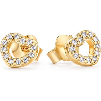 Pandora Pozlátené kôstky Srdiečka so zirkónmi Shine Timeless 260528C01