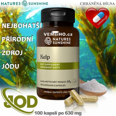 Nature’s Sunshine KELP Hnedá morská riasa 100 kapsúl po 630 mg