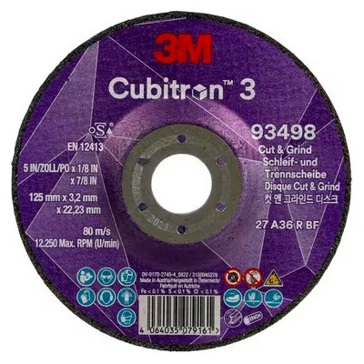 3M Cubitron 3, Brusnořezný kotouč Tloušťka: 4,2 mm, Zrnitost: 36+, Průměr: 125 mm