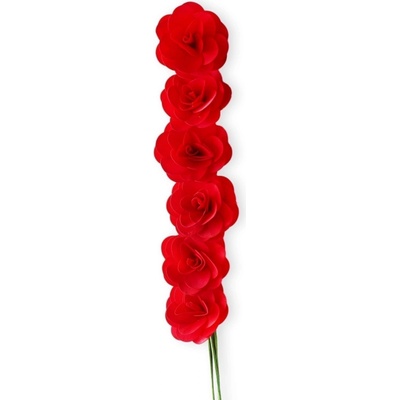 Deco růže dřevo 6ks/6cm červená