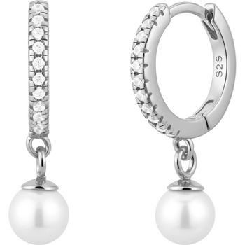 Olivie strieborné náušnice s perlou 9350