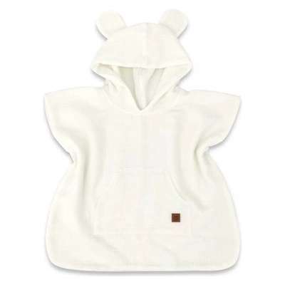 Dětské mušelínové pončo lux s kapucí Teddy rychleschnoucí smetanové
