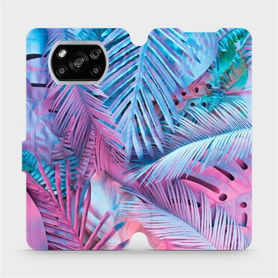 Mobiwear - Xiaomi POCO X3 NFC - MG10S Fialové a modré listy