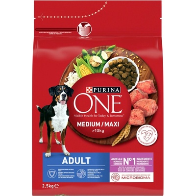 Purina One Adult Medium & Maxi Rich in lamb with rice 2,5 kg