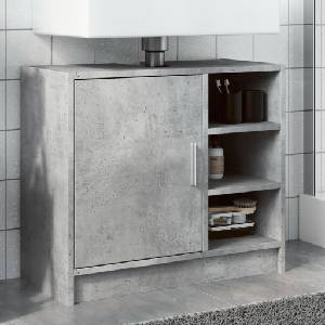 vidaXL Долен шкаф за мивка, бетонно сив, 63x29x55 см, инженерно дърво (848132)