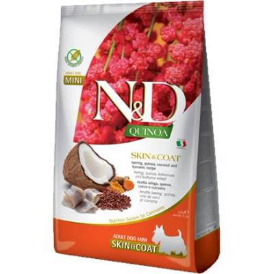 N&D N&D QUINOA SKIN & COAT HERRING Mini за дребни породи с херинга, киноа, кокос и куркума 800gr