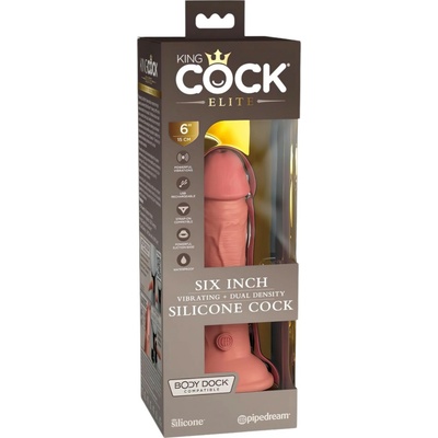 King Cock Elite 6 realistický vibrátor 15cm tmavý prírodný