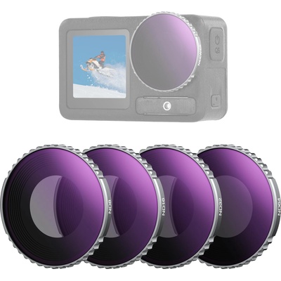 NEEWER ND filter set compatible with DJI Osmo Action 4/Action 5 Pro (pack of 4), screw-on ND8 + ND16 + ND32 + ND64 gray filter filter set action camera accessories, multi-layer optical, FL-B04 - 10105626