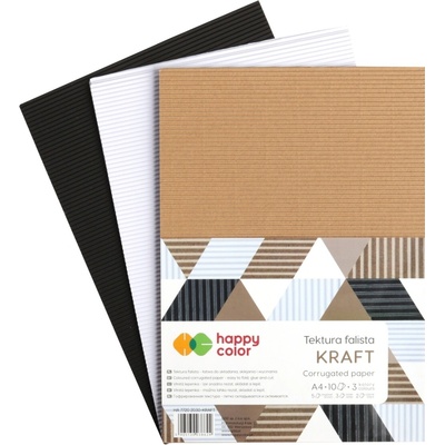 HAPPY COLOR lepenka vlnitá A4 10l 3 farby KRAFT