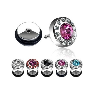 Šperky eshop falešný piercing kamínek obklopený zirkony I11.14 aqua čirá