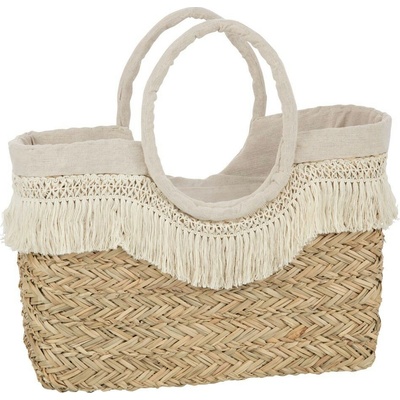 Plážová taška z morskej trávy s čipkou Beach Bag Lace 59*16*30 cm J-Line by Jolipa