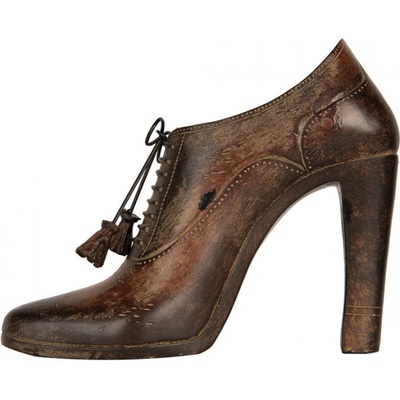 Dekorace ve vintage stylu hnědá bota na podpatku s patinou I – 21x7x17 cm