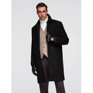 Ombre Clothing Мъжко дълго едноредно палто с яка и долна наметка - черно V1 OM-COWC-0135 Ombre Clothing Ombre Clothing | Cheren | МЪЖЕ | S