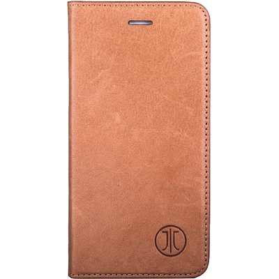 JT BERLIN LeatherBook Tegel Case - хоризонтален кожен (естествена кожа) калъф тип портфейл за iPhone XS, iPhone X (кафяв)