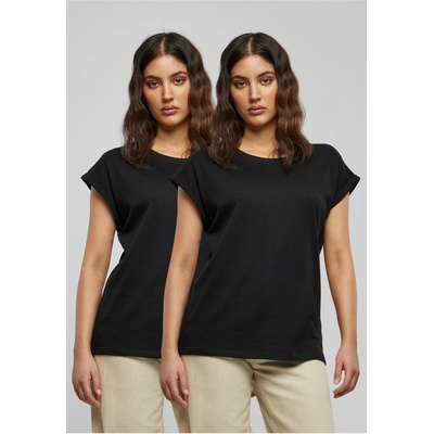 Women's T shirt with extended shoulder 2 pcs black black čierna