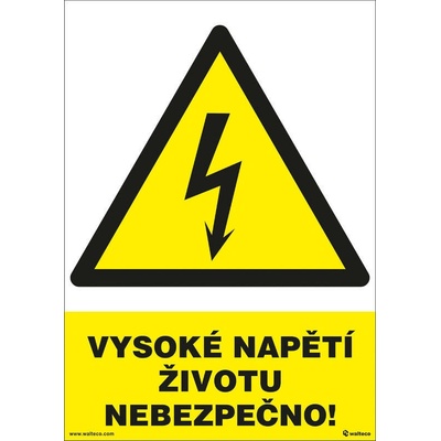 Walteco Vysoké napätie, životu nebezpečné! 210x297mm, formát A4, plastová tabuľka Množstvo: 1 ks , 20013