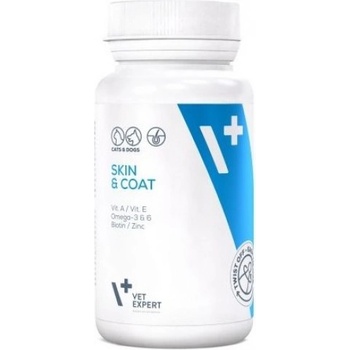 VetExpert Skin and Coat - хранителна добавка за кучета и котки, с кожни заболявания и дерматологични симптоми, 30 капсули, Vet Expert - Полша